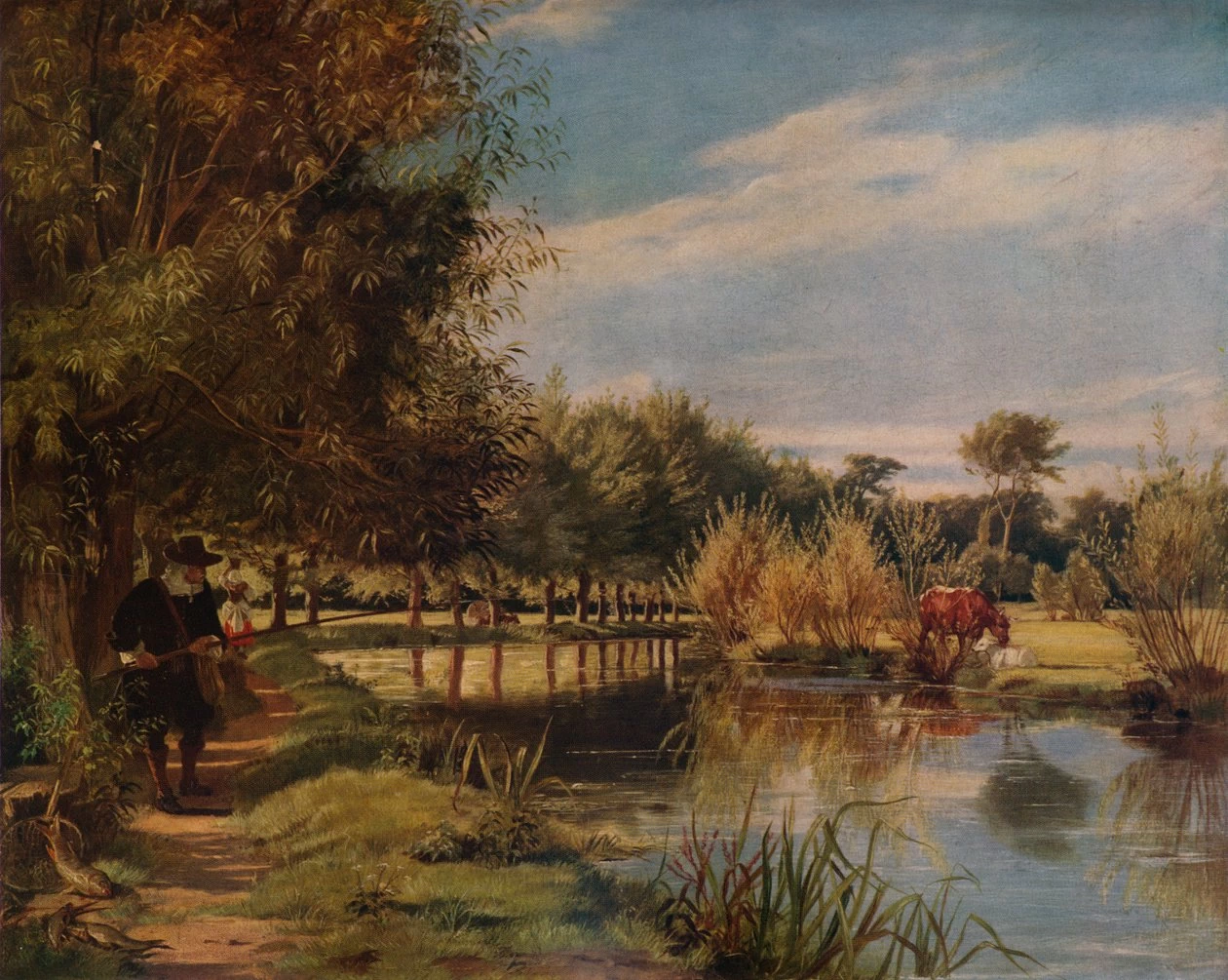Una giornata estiva sulle rive del Colne, 1938 - Izaak Walton che pesca